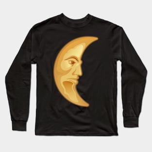 Moon with man Face Long Sleeve T-Shirt